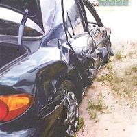 Damage in accident with truck