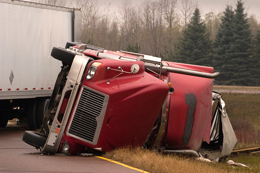 Tractor trailer highway accident